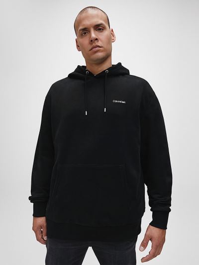 Calvin Klein Ruhák HU369977 | Calvin Klein Plus Size Cotton Fleece Férfi Kapucnis Pulóver Fekete
